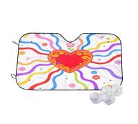 Love Heart Colorful Wind Sun Shade for Car Sun Visor Foldable Vehicle Sunshade 30x55 Inch