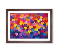 Love Heart Colour Field Framed Print | A2 Walnut Framed Wall Art | Ready to Hang | Modern Love Picture | Living Room Bedroom Lounge Office