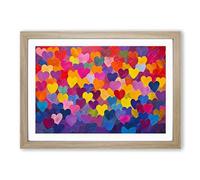 Love Heart Colour Field Framed Wall Art Print, Ready to Hang Picture for Living Room Bedroom Home Office, Oak A2 (66 x 48 cm)
