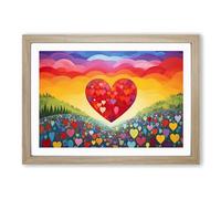 Love Heart Colour Field No.2 Framed Print | A2 Oak Framed Wall Art | Ready to Hang | Modern Love Picture | Living Room Bedroom Lounge Office