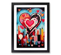 Love Heart Constructivism Framed Print | A2 Black Framed Wall Art | Ready to Hang | Modern Love Picture | Living Room Bedroom Lounge Office
