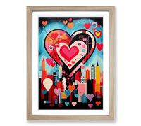 Love Heart Constructivism Framed Print | A2 Oak Framed Wall Art | Ready to Hang | Modern Love Picture | Living Room Bedroom Lounge Office