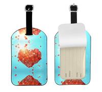 Love Heart Cubes Print Leather Luggage Travel Bag Tags Neast Luggage Tag Holder Name Id Labels Set for Men Women, 1 Pack