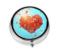 Love Heart Cubes Print Personalised Portable Pillbox with,Mini Pillbox Compact and Convenient Pill Organiser for Storing and Organising Pills