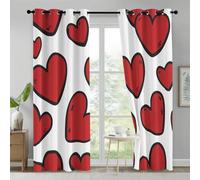 Love Heart Curtains for Bedroom Living Room, Girly Red Hearts Blackout Curtains Eyelet 54 Drop - Thermal Patterned Window Drapes Home Decor 66x54 Inch 2 Panels K5