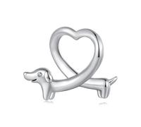Love Heart Dachshund Dog Charms 925 Sterling Silver Cute Puppy Charms Fits Pandora Bracelet Necklace for Women