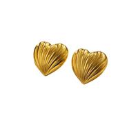 Love Heart Designs Oversized Studs Earrings Comfortable Hypoallergenically Gold Plated Zincs Alloy Accessories Eye Catching Heart Earrings Daily Wear