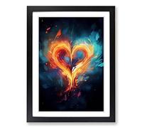 Love Heart Digital Framed Wall Art Print A2 Black