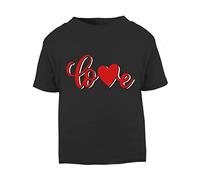 Love Heart Doodle [Style Three] (Romantic Quotes for Couples, Anniversary) Short Sleeve Cotton Toddler t Shirt, 3-4 Years, Black