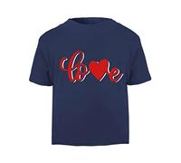 Love Heart Doodle [Style Three] (Romantic Quotes for Couples, Anniversary) Short Sleeve Cotton Toddler t Shirt, 3-4 Years, Navy
