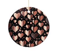 Love Heart Double-Sided Ceramic Christmas Ornaments - Round Hanging Mini Xmas Tree Decorations, Ideas for Farmers, Rustic Home Decor for Indoor Outdoor Tree Decor
