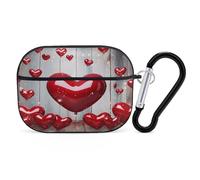 Love Heart Earbuds Organizer Shockproof Protective Airpods Pro Cover with Carabiner Clip Anti Fall Carrying Earphone Case Cover for Airpods Pro 2nd Generation Black
