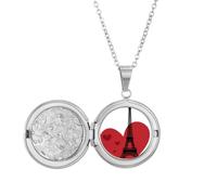 Love Heart Eiffel Tower France Landmark Locket Necklace Hold Picture Jewelry Birthday Gift