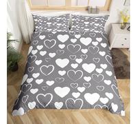 Love Heart Emperor Size Duvet Cover Set Reversible Quilt Cover 290x235 cm Gray Bedding Sets Ultra Soft 3D Comforter Covers Comfy Easy Care Non Iron Bed Set M/8845