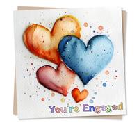 Love Heart Engagement Card - You're Engaged - Congratulations Card For The Happy Couple - Celebrations Card