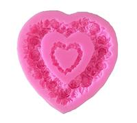 Love-Heart Fondant Mold for Wedding-Cake Decorating Rose Wreath Candy Molds Rose Flower Silicone Molds Decoration Decorating Mold Pastry Kitchen Baking Accessory