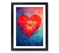 Love Heart Geometric Framed Print | A2 Black Framed Wall Art | Ready to Hang | Modern Love Picture | Living Room Bedroom Lounge Office