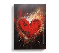 Love Heart Gestural Art No.3 Canvas Print | Gallery Wrapped 30mm Frame Wall Art | 30x20 inches | Ready to Hang | Contemporary Picture | Living Room Bedroom Lounge Office