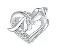 Love Heart Gift Bow Charm Bead Sparkling Genuine 925 Sterling Silver Compatible With Pandora Bracelet