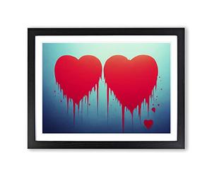 Love Heart Graffiti Art Abstract Framed Wall Art Print A2 Black