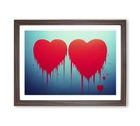 Love Heart Graffiti Art Abstract Framed Wall Art Print A2 Walnut