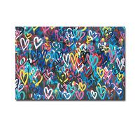 Love Heart Graffiti Banksy Extra Large Wall Art Canvas Painting Room Decoration Prints Abstract Framed Pictures 65x95cm(26x38in) Withframe