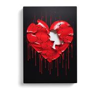 Love Heart Hard Edge Painting Art No.2 Canvas Print | Gallery Wrapped 30mm Frame Wall Art | 30x20 inches | Ready to Hang | Contemporary Picture | Living Room Bedroom Lounge Office