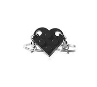 Love Heart Keyring, 2 Brick Matching Couples Keychain Set, Lego Heart Keyring for Girlfriend Boyfriend/Friendship Gift (Black)