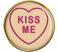 Love Heart Kiss Me Pin Badge