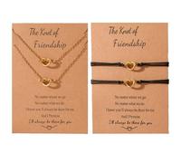 Love Heart Knot Necklace Bracelet for Women Men Stainless Steel Love Knot Jewelry Set Gold Silver Plated Tie Knot Heart Bracelet Necklace Trendy, Adjustable (15-28cm), Metal, no gemstone
