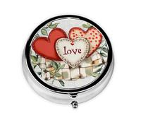 Love Heart Leaves Small Pill Box 3 Compartment Portable Pill Box for Purse Pocket Valentine Mini Medicine Organiser for Daily Vitamin Fish Oil Storage