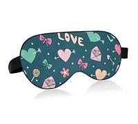 Love Heart Letters Breathable Sleeping Eyes Mask, Valentine's Day Cool Feeling Eye Sleep Cover for Summer Rest, Elastic Contoured Blindfold for Women & Men Travel