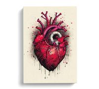 Love Heart Line Art No.2 Canvas Print | Gallery Wrapped 30mm Frame Wall Art | 30x20 inches | Ready to Hang | Minimalist Abstract Picture | Living Room Bedroom Lounge Office