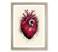 Love Heart Line No.2 Framed Wall Art Print, Ready to Hang Picture for Living Room Bedroom Home Office, Oak A2 (48 x 66 cm)