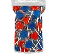 Love Heart Lollipops - Cherry & Blue Raspberry Flavours - Bulk Pack of 50