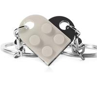 Love Heart Matching Couples Keyring Set - 2 Brick Keychain for Lego Friendship Gift - Perfect for Girlfriend Boyfriend