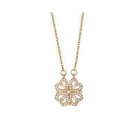 Love Heart Necklaces for Women Silver Golden Crystal Rhinestone Pendant Necklace Gold Plated Four Leaf Clover Necklaces Wedding Anniversary Chain Jewellery for Mum Wife Girlfriend Anniversary (Gold)