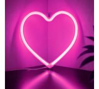 Love Heart Neon Sign,Pink LED Light Signs,Powered by USB Cable Sign Neon Night Light, LED Hearts Lamp for Bedroom,Valentines Gift