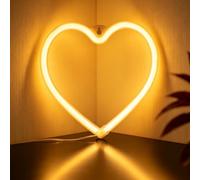 Love Heart Neon Sign,Warm Yellow LED Light Signs,Powered by USB Cable Sign Neon Night Light, LED Hearts Lamp for Bedroom,Valentines Gift