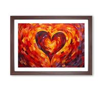 Love Heart Orphism Framed Print | A2 Walnut Framed Wall Art | Ready to Hang | Modern Love Picture | Living Room Bedroom Lounge Office