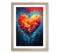 Love Heart Orphism No.2 Framed Print | A2 Oak Framed Wall Art | Ready to Hang | Modern Love Picture | Living Room Bedroom Lounge Office