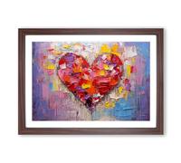 Love Heart Palette Knife No.2 Framed Print | A2 Walnut Framed Wall Art | Ready to Hang | Modern Love Picture | Living Room Bedroom Lounge Office