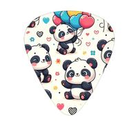 Love-Heart-Panda-Balloons 12 Pack Guitar Picks With 3 Thicknesses And Storage Box, Abs Plectrums For Electric Bass Guitar Players