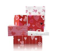 Love Heart Paper, Valentine's Day Wrapping Paper, Red White Heart Gift Wrap Paper, 6 Design Folded Flat 50x70cm per Sheet For Weddings, Bridal Showers, Engagements, Valentine's Day