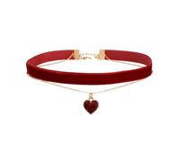 Love Heart Pendant Choker Necklace for Women Adjustable Thin Red Black Velvet Choker Classic Collar Necklaces Vintage Goth Y2k Jewelry Christmas Valentine's Day Halloween Accessory Gifts (Red)