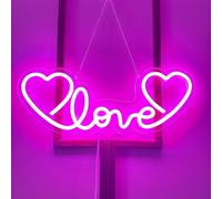 Love Heart Pink LED Neon Sign for Wedding Propose Marriage Mother's Day Valentine's Day Wall Decor, Dimmable Hanging Neon Light up Night Lamp Signs for Background,USB Powered,15 * 5.5in…