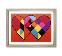 Love Heart Pop Art Abstract Framed Print | A4 Oak Framed Wall Art | Ready to Hang | Pop Art Love Picture | Living Room Bedroom Lounge Office