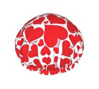 Love Heart Print Shower Cap Reusable Bath Cap Double Layer Bath Hair Caps, Keeps Hair Dry, Fits All Head