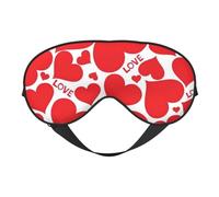 Love Heart Print Silk Sleep Mask with Adjustable Buckle Stylish Eye Mask for Women Travel Nap Shift Work Office