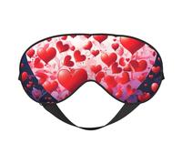Love Heart Print Sleep Mask Silk Eye Cover Soft Satin Blindfold Elastic Strap Night Eyeshade Travel Nap for Women Men